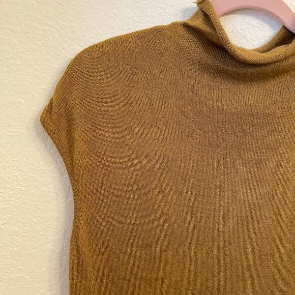 Vintage WinterSilks Sweater Vest Large 90s Silk Angora Rollneck Tan Preppy Work - Picture 4 of 9